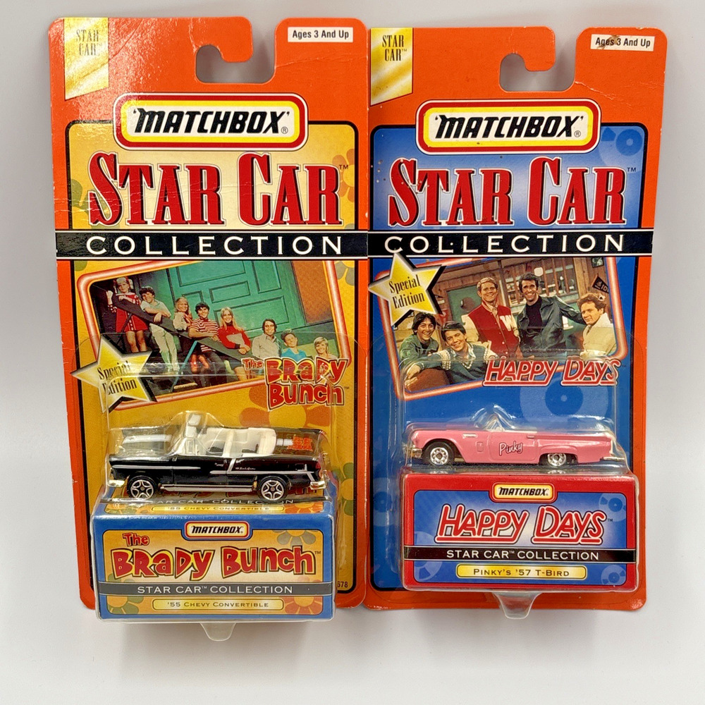 Matchbox Star Car Collection Happy Days Pinky's '57 T-Bird Brady Bunch Chevy Con